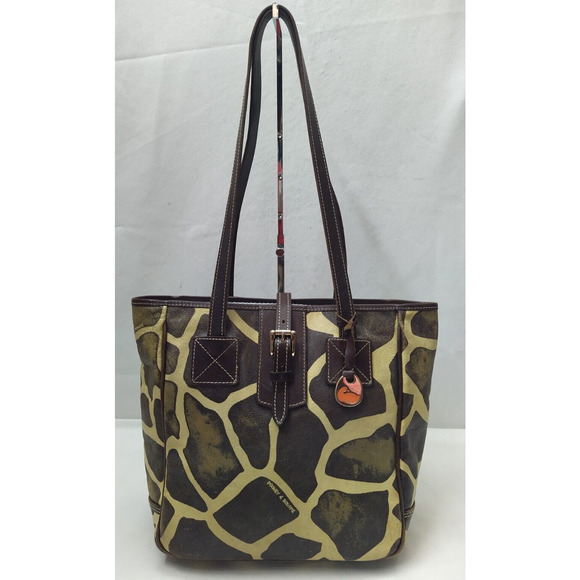 Dooney & Bourke Girafe Printed Leather Double Handle Tote Bag - Made in USA - Picture 1 of 16